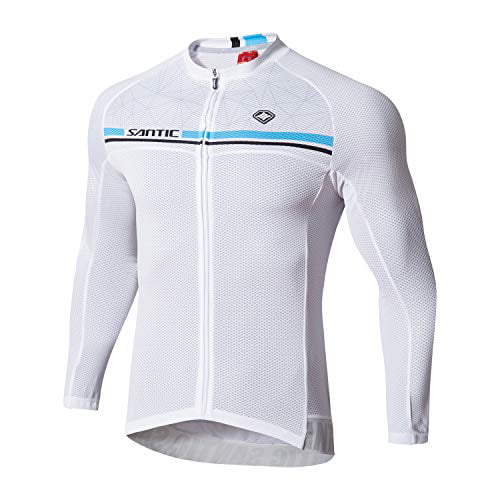 Santic Mens Long Sleeve Bicycle Cycling Jersey Pockets Full Zipper Bike Biking Shirts 